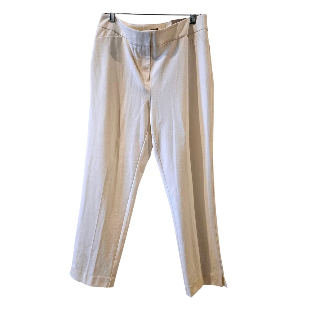 Chicos Brigette Trouser Pants Cream Off White Stretch Slit Hem Womens 1.5‎ US 10